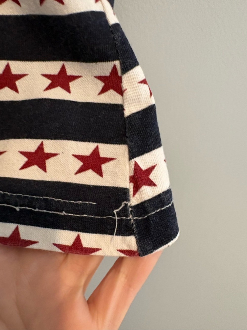 Vintage Americana Women’s Medium Cropped Short Sleeve Tee Striped Star Navy Red - Picture 14 of 15